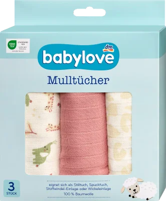Muslin cloths cream/red, 3 pcs - Default