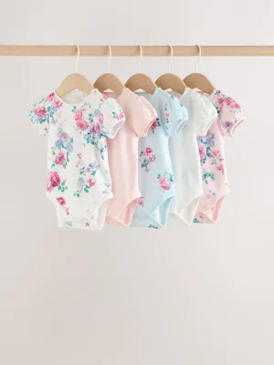 Multi Baby Short Sleeve Bodysuits 5 Pack