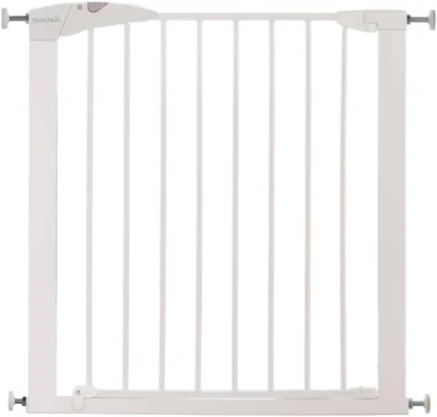 Munchkin Stair Gate Maxi Secure Toddler & Baby Gate 76-82cm extends up to 117cm with separately sold extensions | Pressure Fit Baby Safety & Dog Gate for Doorways | No-Screw Install Child Gate, White β image 1