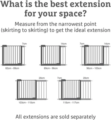Munchkin Stair Gate Maxi Secure Toddler & Baby Gate 76-82cm extends up to 117cm with separately sold extensions | Pressure Fit Baby Safety & Dog Gate for Doorways | No-Screw Install Child Gate, White β image 6