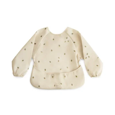 Mushie Long Sleeve Bib - Cream Bees
