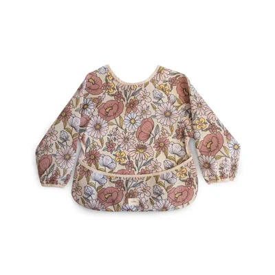 Mushie Long Sleeve Bib - Retro Flowers - 6-24 months (one size) / Retro Flowers