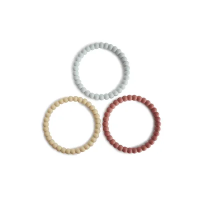 Mushie Pearl Teething Bracelet - Mellow/Terracotta/Periwinkle - Mellow/terracotta/periwinkle