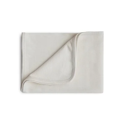 Mushie Ribbed Baby Blanket - Ivory