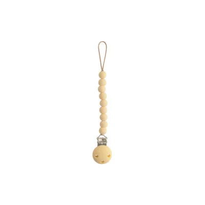 Mushie Silicone Pacifier Clip - Hera Pale Yellow