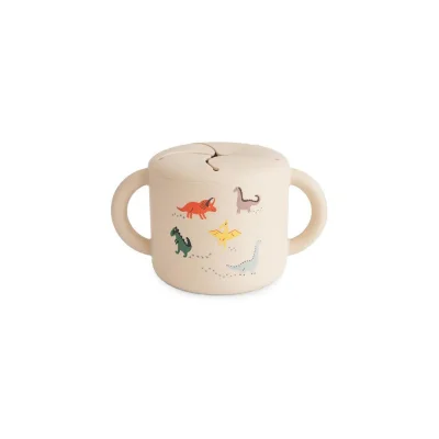 Mushie Snack Cup - Dinosaurs - Green,Multicoloured