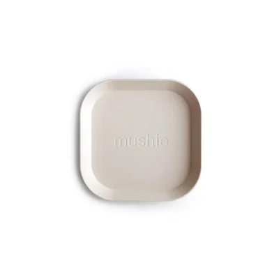 Mushie Square Dinnerware Plates - Ivory - 2 Pack