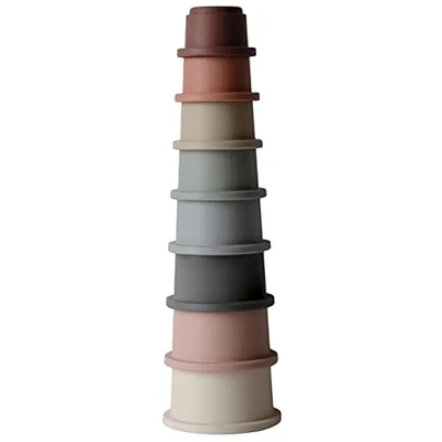 Mushie Stacking Cups | Educational Baby & Toddler Toys from 6 Months | Early Development & Activity Shape Sorter Toy | Promote Learning, Sorting, and Motor Skills | Made in Denmark | (Retro)