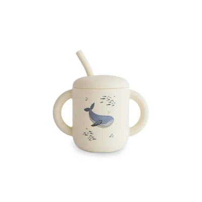 Mushie Training Cup + Straw - Whales
