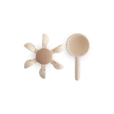 Mushie Water Wheel Bath Play Set - Cream Speckle - Cream Speckle / Cream Speckle