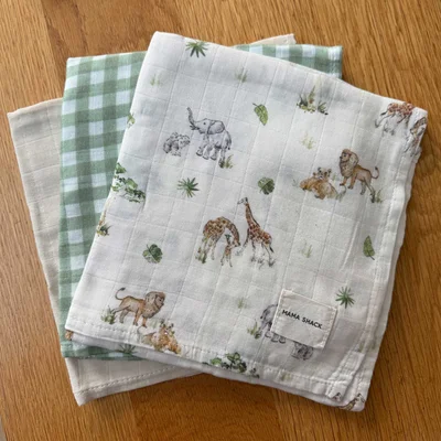 Muslin Squares – 3 Pack (60 x 60cm) - Sweet Safari - Default