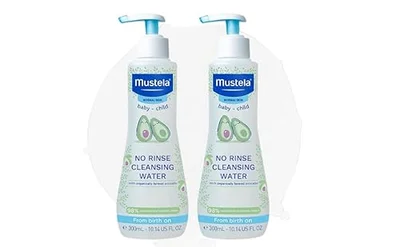 Mustela No Rinse Cleansing Water - Gentle Micellar Water for Baby's Delicate Skin - 98% Natural Ingredients With Aloe Vera, Avocado Perseose and Saponaria Leaf - 300ml - Pack of 2 - Mustela No Rinse Cleansing Water - Gentle Micellar Water For Baby'S Delicate Skin - 98% Natural Ingredients With Aloe Vera, Avocado Perseose And Saponaria Leaf - 300ml - Pack Of 4