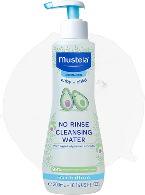 Mustela - No rinse soothing cleansing water - Cleansing Water With 99% Organic Ingredients As Avocado and Schisandra - No Fragrance Added For Newborns and Babies With Very Sensitive Skin - 300 ML - 300 ml (Pack of 1) / Almond