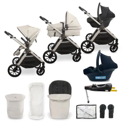 MB220 3-in-1 Travel System- Ivory - Without ISOFIX Base - Beige / Without ISOFIX Base