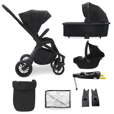 My Babiie MB450i 3-in-1 Travel System- Black - With ISOFIX Base - Black / Without ISOFIX Base