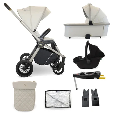 My Babiie MB450i 3-in-1 Travel System- Ivory - With ISOFIX Base - Beige / Without ISOFIX Base