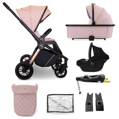 My Babiie MB450i 3-in-1 Travel System- Pastel Pink - With ISOFIX Base - Pink / Without ISOFIX Base