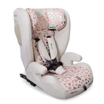 My Babiie MBCS75 Toddler to Booster R129 Group 1/2/3 Car Seat with ISOFIX - Pink Leopard (MBCS75PI)