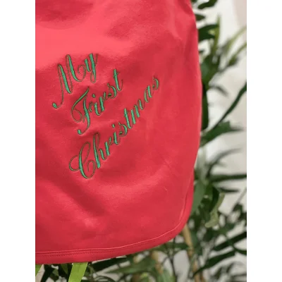 My First Christmas- Red Hooded Towel - Red