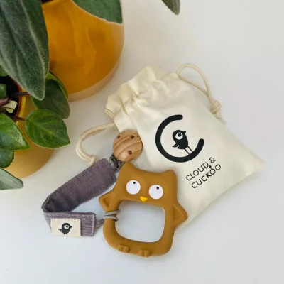 My Friend Hoot Teething Toy and Clip Set — Cloud & Cuckoo | Natural Teething Toys