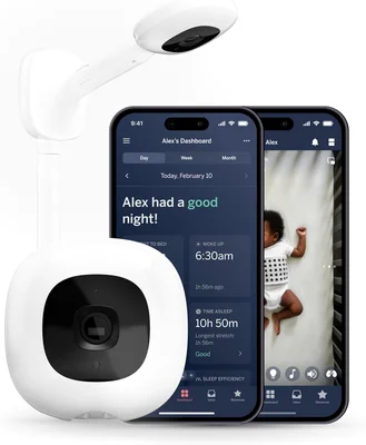 Nanit Pro Smart Baby Monitor & Wall Mount Galaxy Black – 1080p Secure Wi-Fi Video Camera, Sensor-Free Sleep & Breathing Motion Tracker, 2-Way Audio, Sound and Motion Alerts, Night Vision - White / Single / Pro Camera + Wall Mount