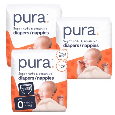 Nappies - Super Soft & Safe for Sensitive Skin - Size 0/N - (<4kg)