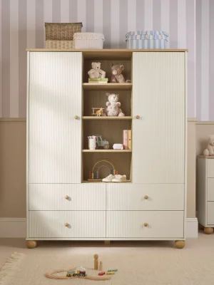 Natural Cream Kids Hutton Super Wide 4 Drawer Double Wardrobe - Size ONE