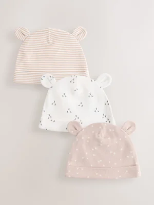 Neutral Baby 100% Cotton Beanie Hats 3 Pack (0-12mths) - Size 5lb - Neutral / 0-12m