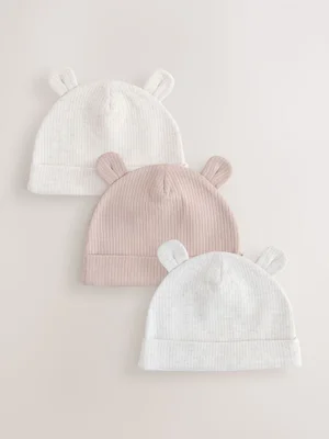 Neutral Baby Beanies 3 Pack (0-12mths)