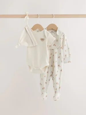 Neutral Hamish Baby Sleepsuit, Bodysuit, Hat and Bib Set 4 Piece (0-9mths) - Size 5lb - Neutral Hamish