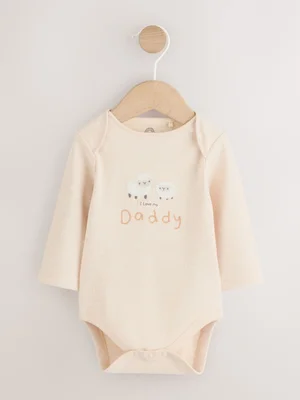 Neutral I Love My Daddy Long Sleeve Baby Bodysuit - Size 5lb