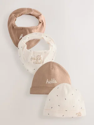 Neutral Milk Club Baby Hat & Bib Set (0-12mths) - Size 5lb