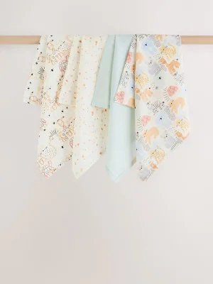 Neutral Safari Baby Muslin Cloths 4 Pack - Size Medium