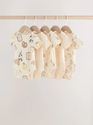 Neutral Short Sleeve Baby Bodysuits 5 Pack