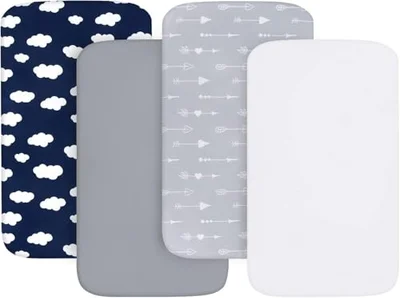 Next to Me Crib Sheets 4 Pack,Ultra Soft Sheets Fitted 83x50cm,Compatible with Chicco Next2Me & Tutti Bambini Cozee Crib Mattress,Pink Cloud
