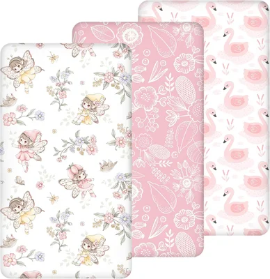 Yukkidds Reisebett-Spannbettlaken 95x65cm, 3er-Pack weich und atmungsaktiv, Mikrofaser Baby-Matratzen-Laken Blauer Hase