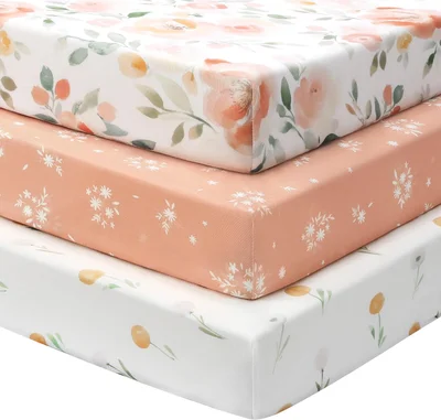Baby Spannbettlaken 60x120 cm Babybett Spannbetttuch, 3er-Pack Mikrofaser Bettlaken Für babybetten, Ultrasanft & Seidigglatt Bettlaken Grüner Waldbär