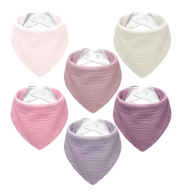 NISXABEBE Muslin Baby Bibs 6 Pack Dribble Bandana Bibs Cotton Drool Bibs for Teething Soft and Absorbent with Adjustable Snaps(Girl)