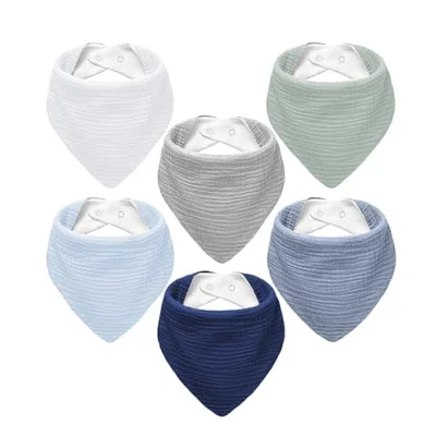 NISXABEBE Muslin Baby Bibs 6 Pack Dribble Bandana Bibs Cotton Drool Bibs for Teething Soft and Absorbent with Adjustable Snaps(Girl)