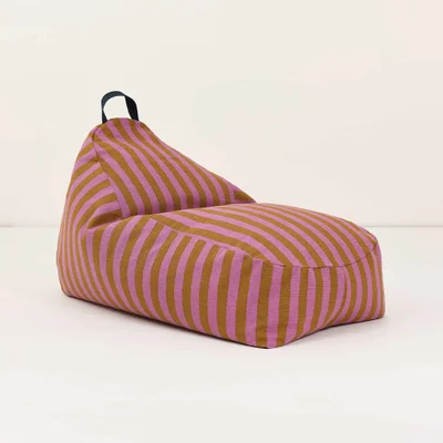 Nobodinoz Bliss Long Beanbag - Pink Curry Stripes