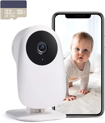 Nooie Baby Monitor WiFi, 2K Baby Monitor with Camera and Night Vision Video Baby monitor, Baby Camera with Motion/Sound Detection, Remote APP Control, Two Way Audio, Work with Alexa, Cloud/SD Storage - 2Pack