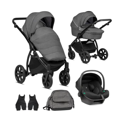 Noordi Fjordi Leather 3in1 Travel System with Terra i-Size Car Seat - Grey