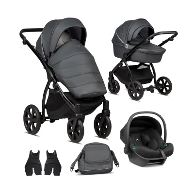 Noordi Fjordi Leather 3in1 Travel System with Terra i-Size Car Seat - Shadow Grey (2024)