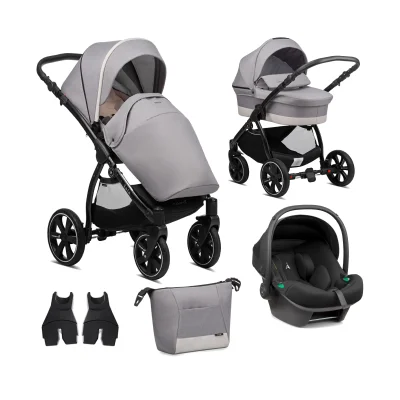 Noordi Sole Go 3in1 Travel System with Terra i-Size Car Seat- Warm Grey (2024) - Grey