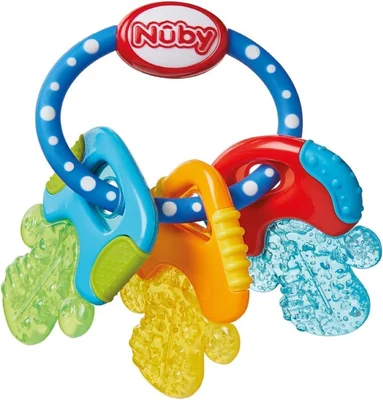 Nuby IcyBite™ Keys – Soothing Teether | Multiple Teething Surfaces | Refrigerator Safe | Suitable from 3 Months Plus - Blue