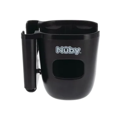 Nuby Pram Phone & Cup Holder - Universal Fit | Secure Attachment | 360 Rotation | Adjustable Position - Black / OneSize