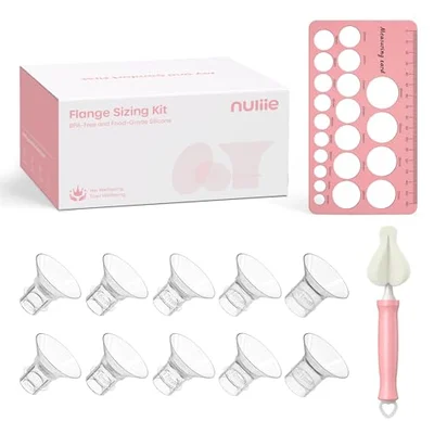 Nuliie 10PCS Flange Inserts 13/15/17/19/21mm for 24mm Flange/Shield of Most Pumps, BPA Free Inserts, Compatible with Momcozy/Spectra/Bellababy/TSRETE/Nuliie Breast Pumps - Transparent / 12/14/16/18/20 Mm 10PCS For 24 Mm Shields