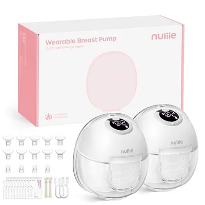 Nuliie Electric Breast Pump Hands-Free (2 Packs, Silver‑Gray White)