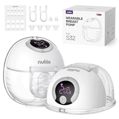 Nuliie Electric Breast Pump Hands-Free (2 Packs, Silver‑Gray White)