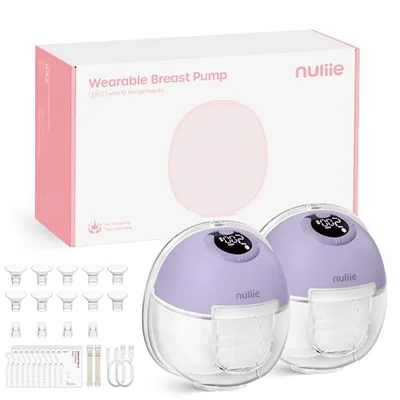 Nuliie Electric Breast Pump Hands-Free S32, Wearable Portable Breast Pumps 4 Modes 9 Levels, 24MM Comfortable Flange, More Private, Replaced Accessories Included (2 Pack, WhiteSmoke)